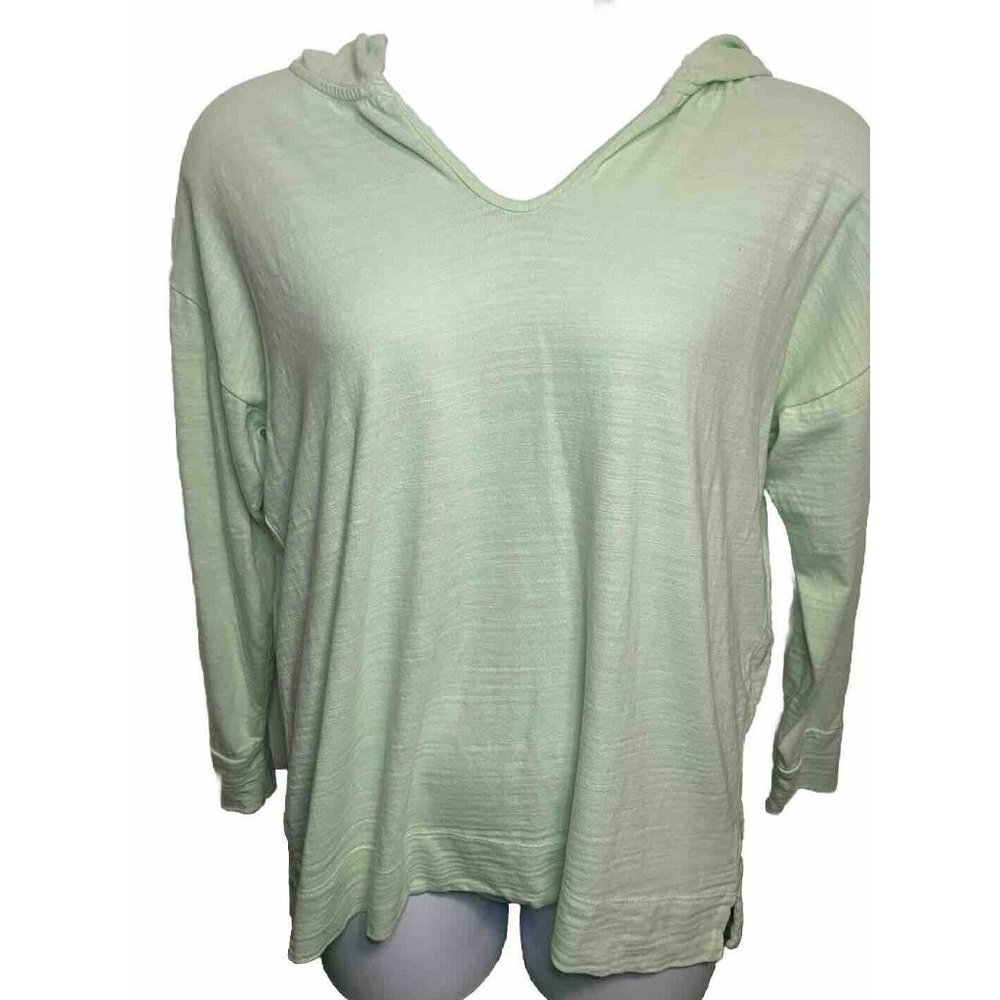 Loft Green Size Large Sweatshirt Slub Cotton Long Sleeve Spring Beach Athletic